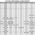 TRADING HOURS SCHEDULE FOR THE 2022 CHRISTMAS AND NEW YEAR HOLIDAY PERIOD